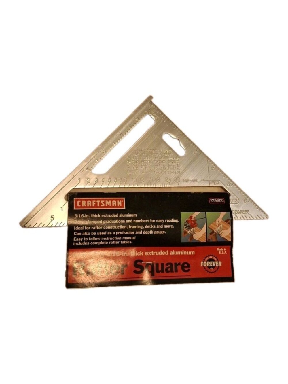 Sears Ceraftsman 39600 Heavy Duty Rafter Square 3/16 Thick Aluminum NOS w/Manual